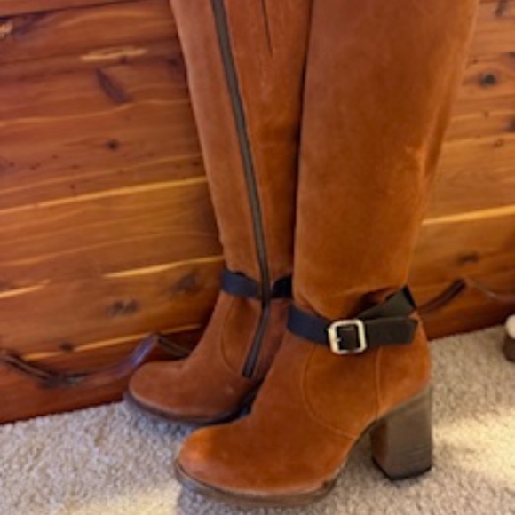 Freebird by Steven Tall Suede Heeled Boots – Cognac Brown - Picture 1 of 10
